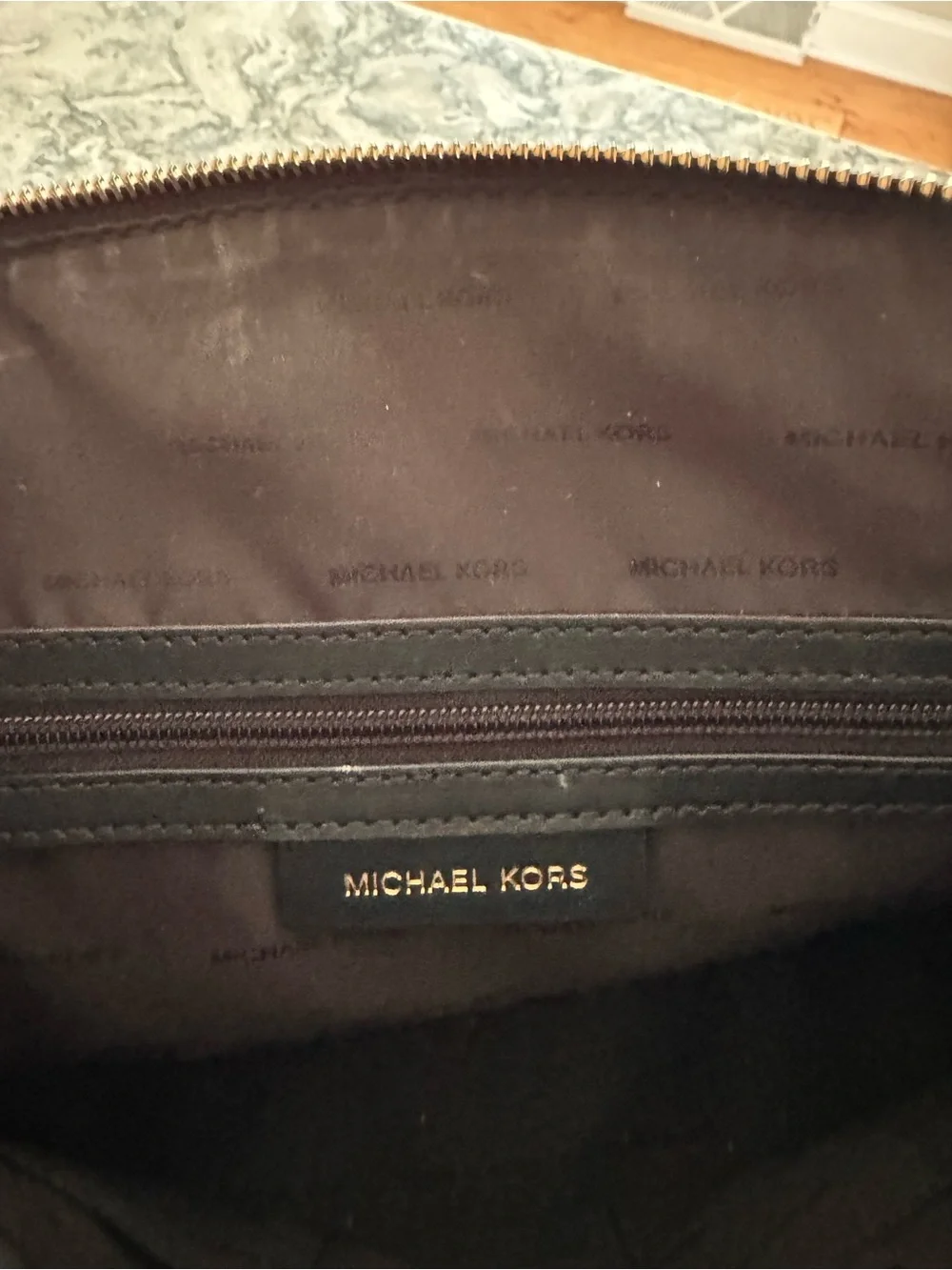 Michael Kors Black Tote with Gold Hardware and Braided Side Detail